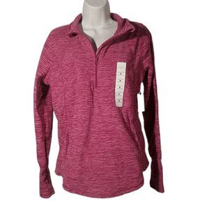 NWT St John's Bay 1/4 Quarter Zip Pink Rose Sweatshirt Shirt Size Small Pockets